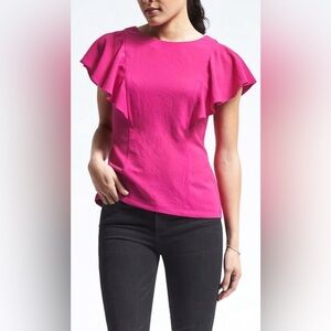 Banana Republic 'Lucia' Flutter Sleeve Fuchsia Blouse